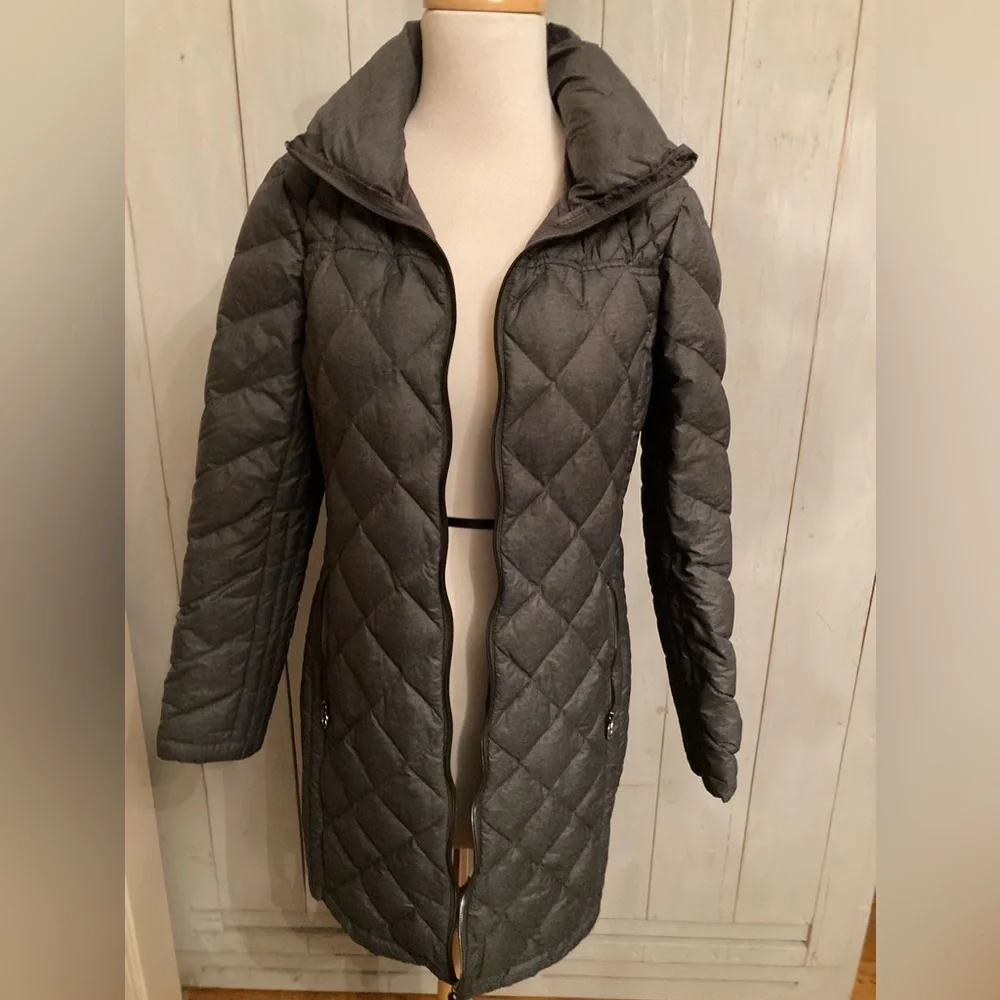 Michael‎ Kors Lightweight Diamond Quilted Down Full Puffer Jacket Coat S Grey